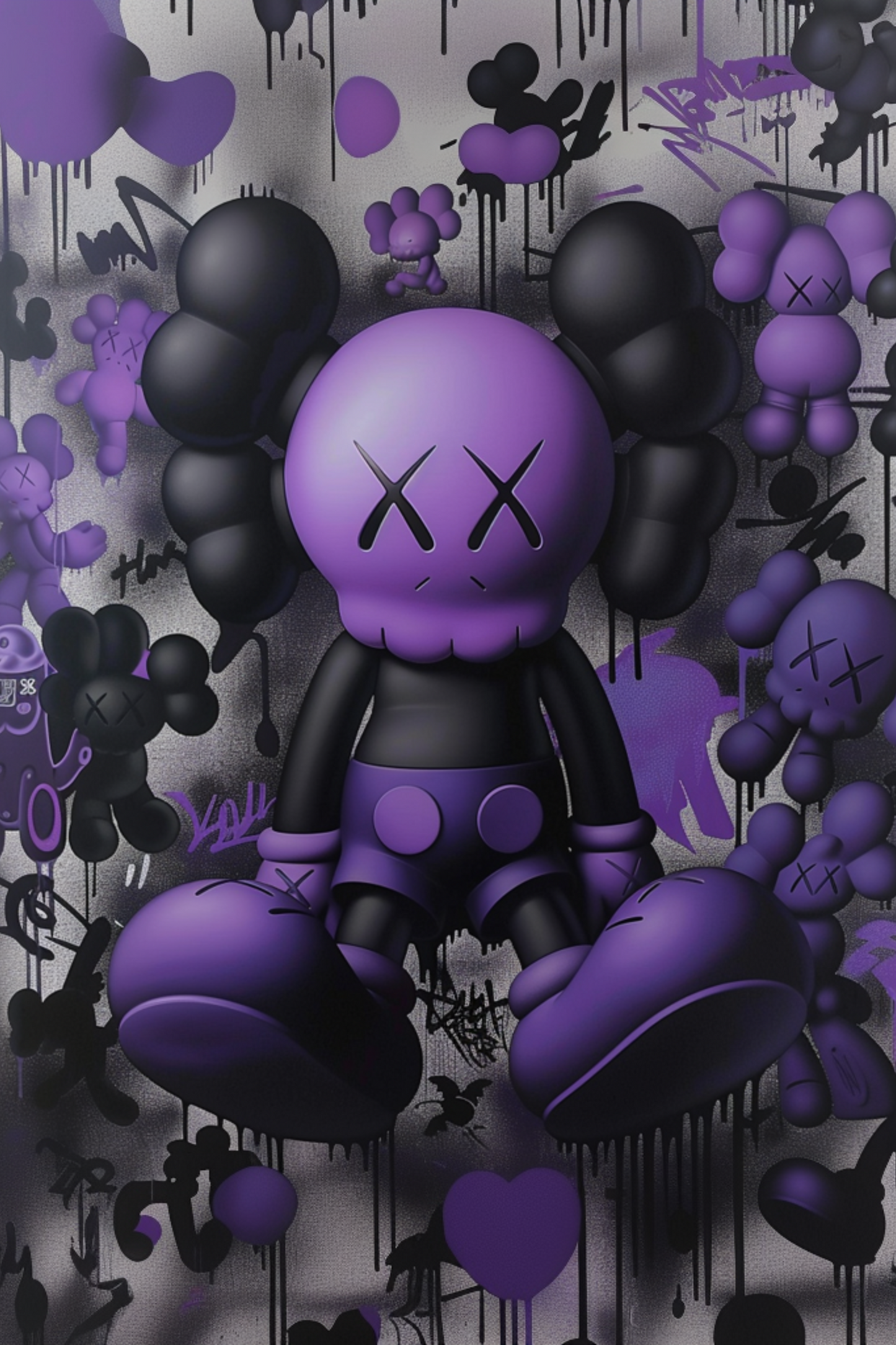 Custom Made Purple and Black KAWS Semi Gloss Poster