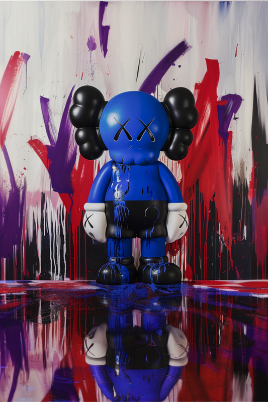 Custom Made Blue and Black Dripping Blue KAWS Semi Gloss Poster