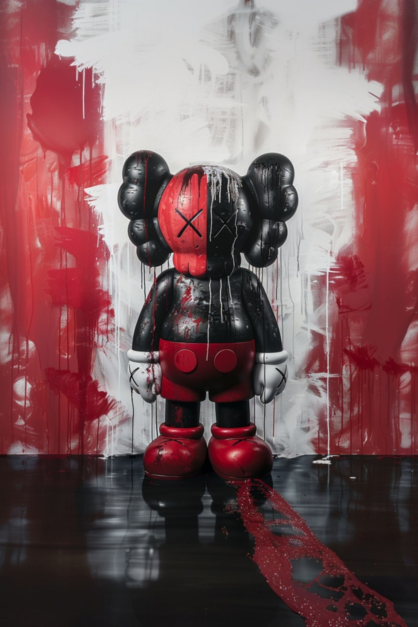 Custom Made Red and Black KAWS Semi Gloss Poster